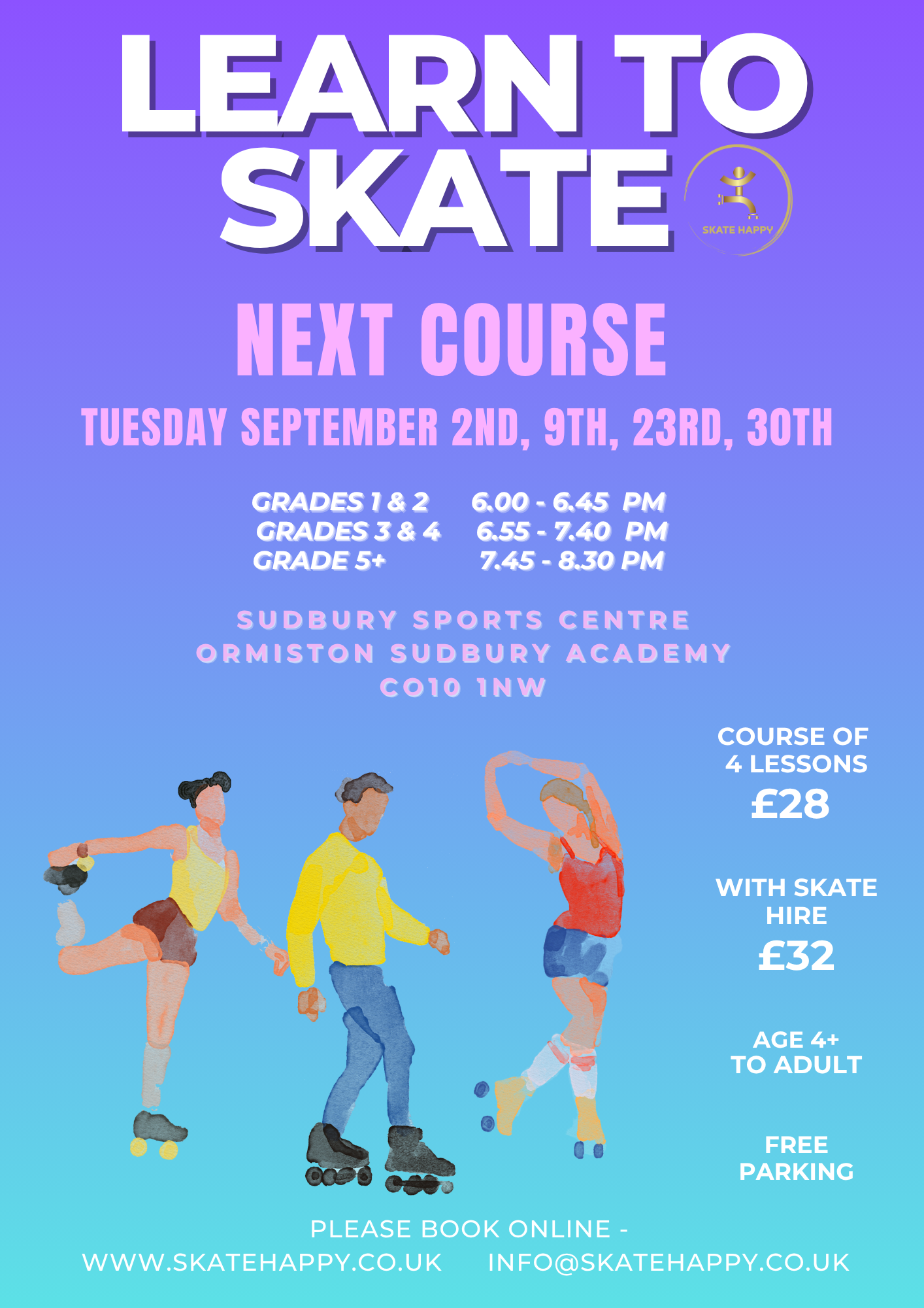 2nd September: Learn to Skate Lessons (all ages) - Course of 4