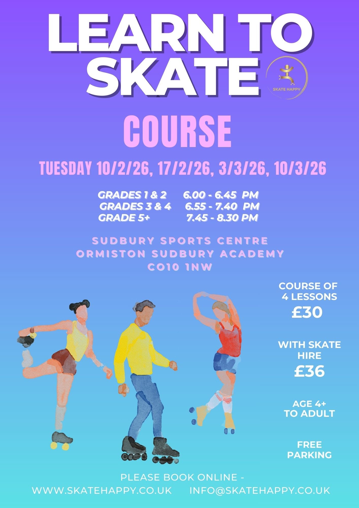 10/2/26: Learn to Skate Lessons (all ages) - Course of 4 Lessons